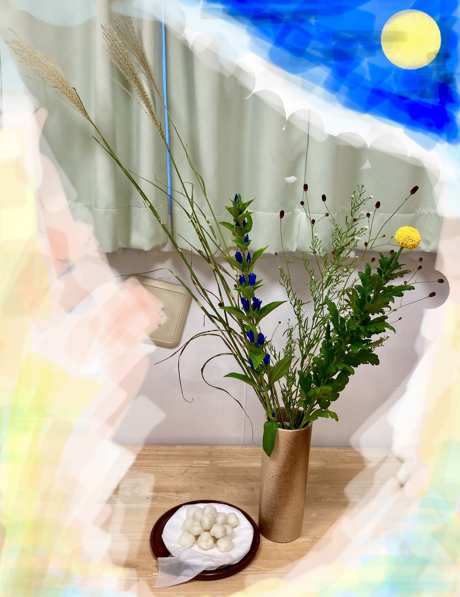 お月見団子とススキ